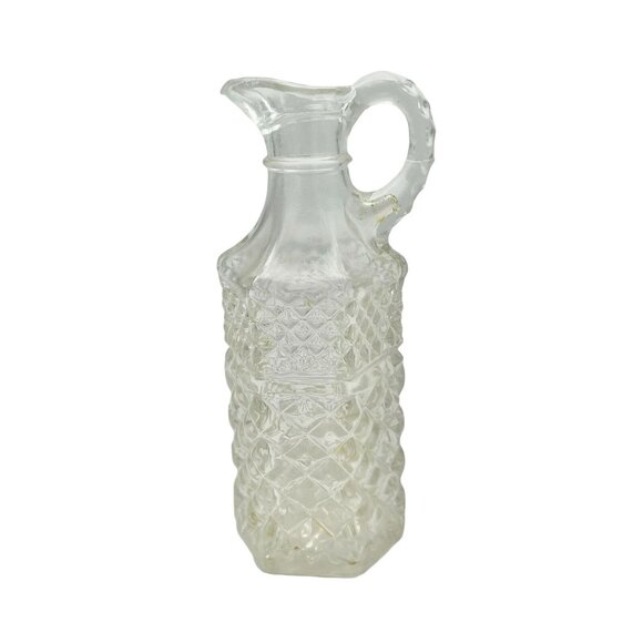 Vinegar Dispenser 7.5 x 2.5 Clear Glass Faceted Vintage - Picture 4 of 8
